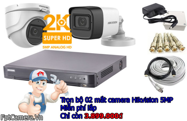 Giá lắp 2 camera Hikvision 5MP