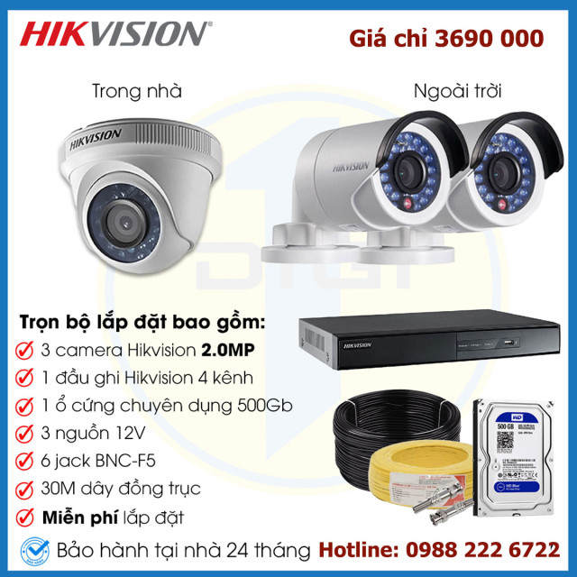 Lắp camera cho cửa hàng trọn bộ 3 camera