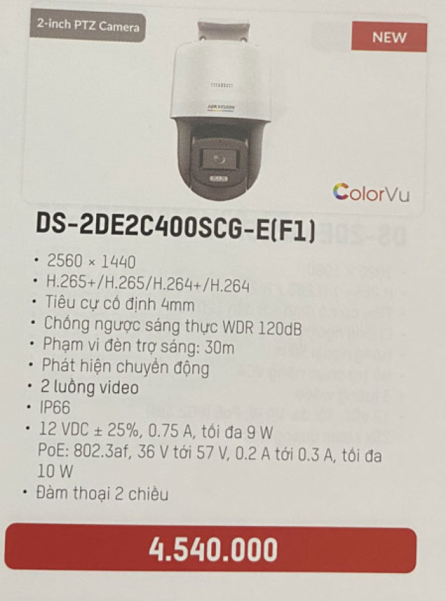 Camera IP Hikvision DS-2DE2C400SCG-E